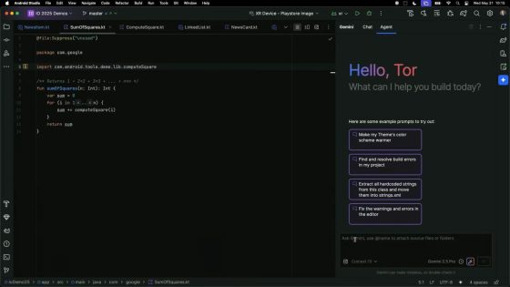 Gemini en Android Studio activa el modo agente